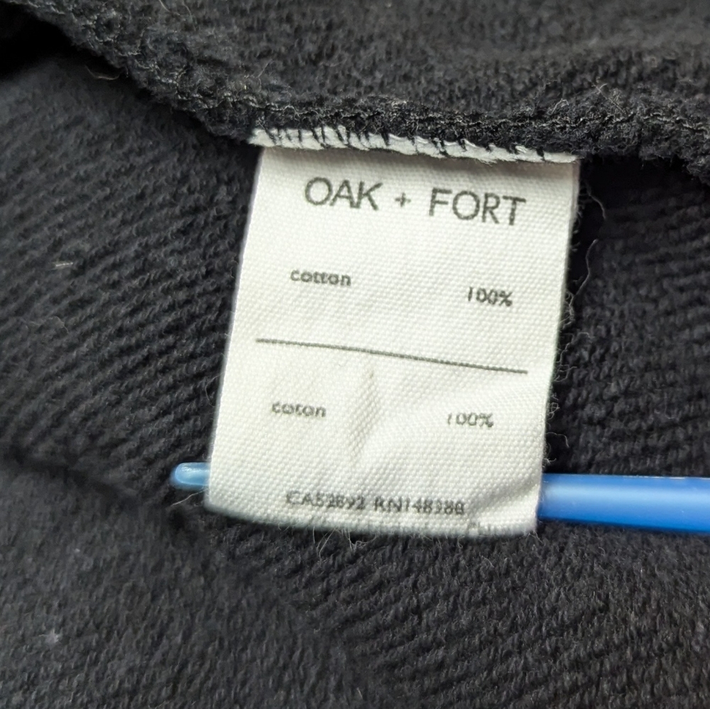 Oak + Fort Black & Olive Green Colorblock Doleman Sleeve Sweat Shirt Size XS - Picture 7 of 9